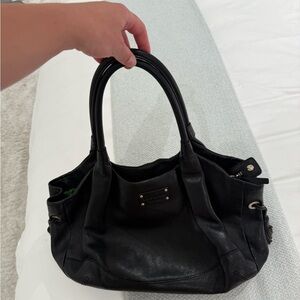 Kate Spade Black Leather Shoulder Bag with Hobo Silhouette